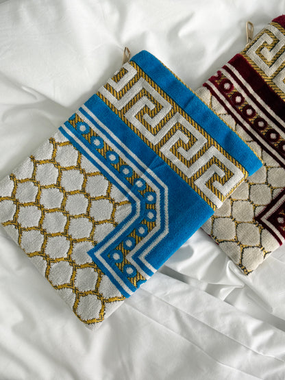 Veske clutch turkis/gul/lys beige