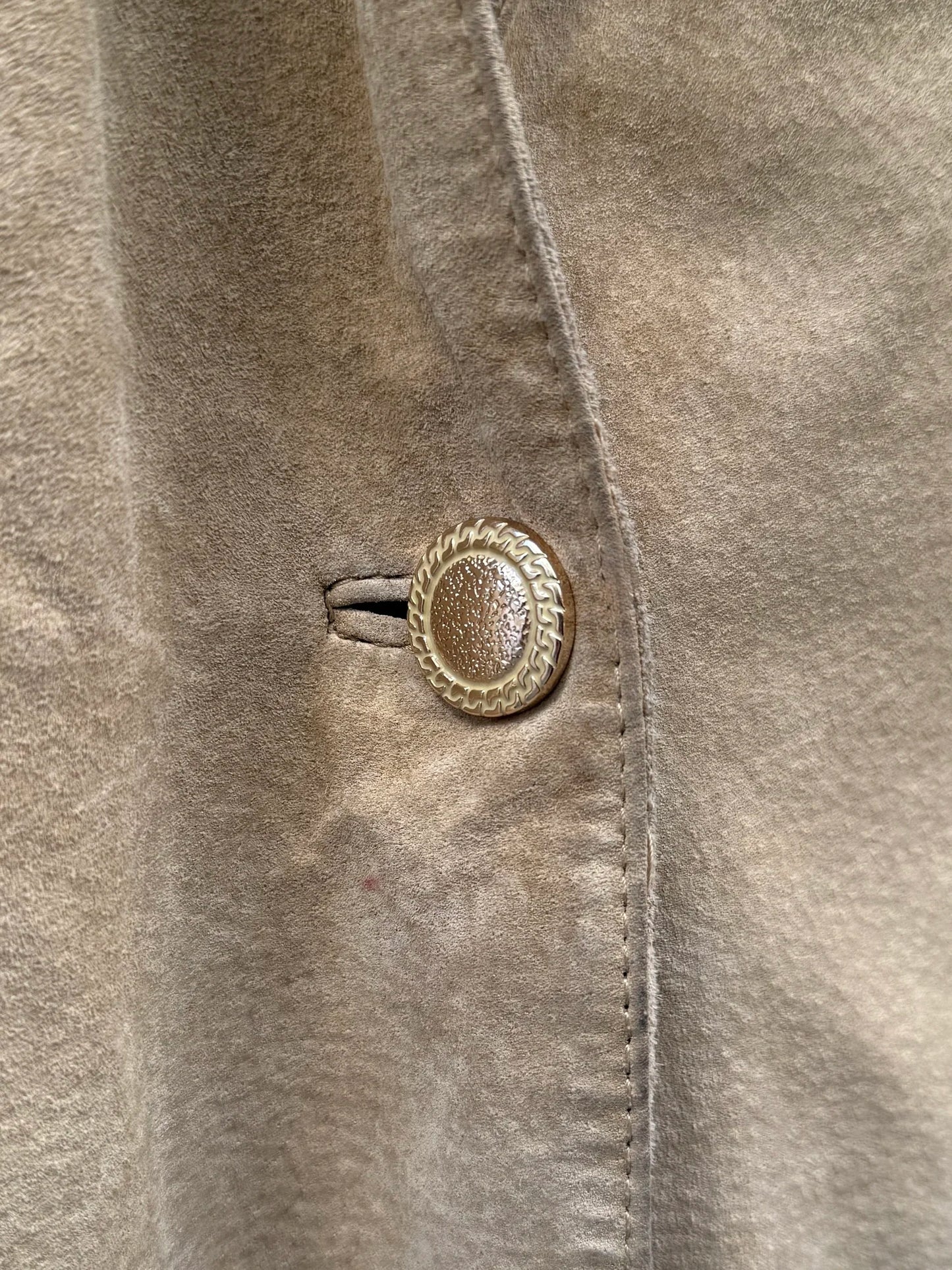 Jakke beige semsket skinn oversized