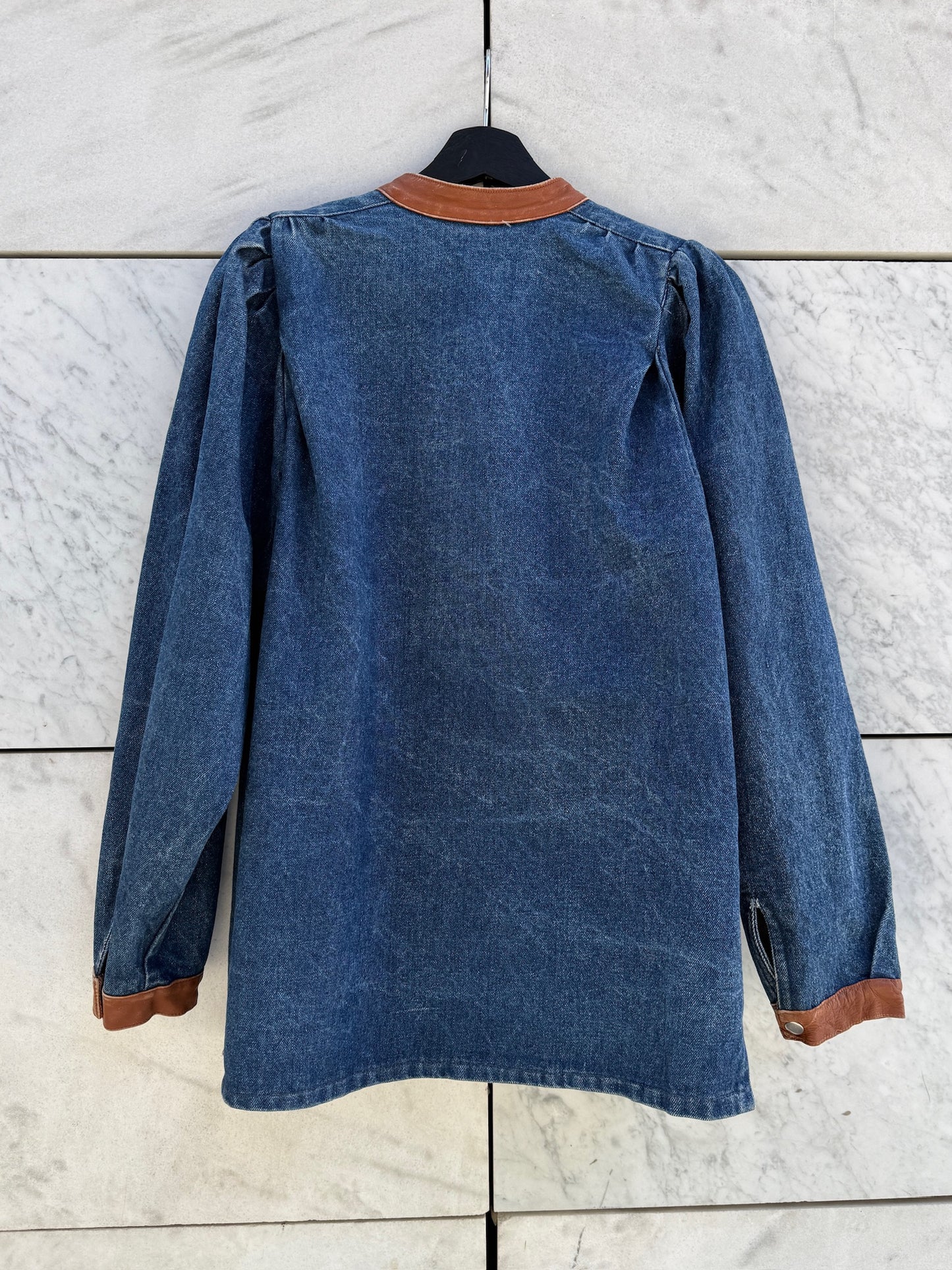 Jakke denim skinnkrage