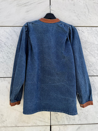 Jakke denim skinnkrage