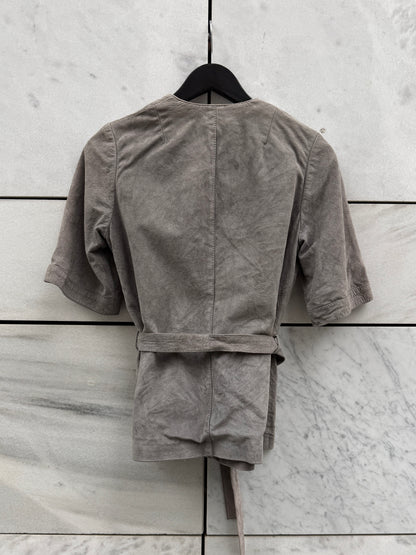 Kimono kort erm grå semsket skinn
