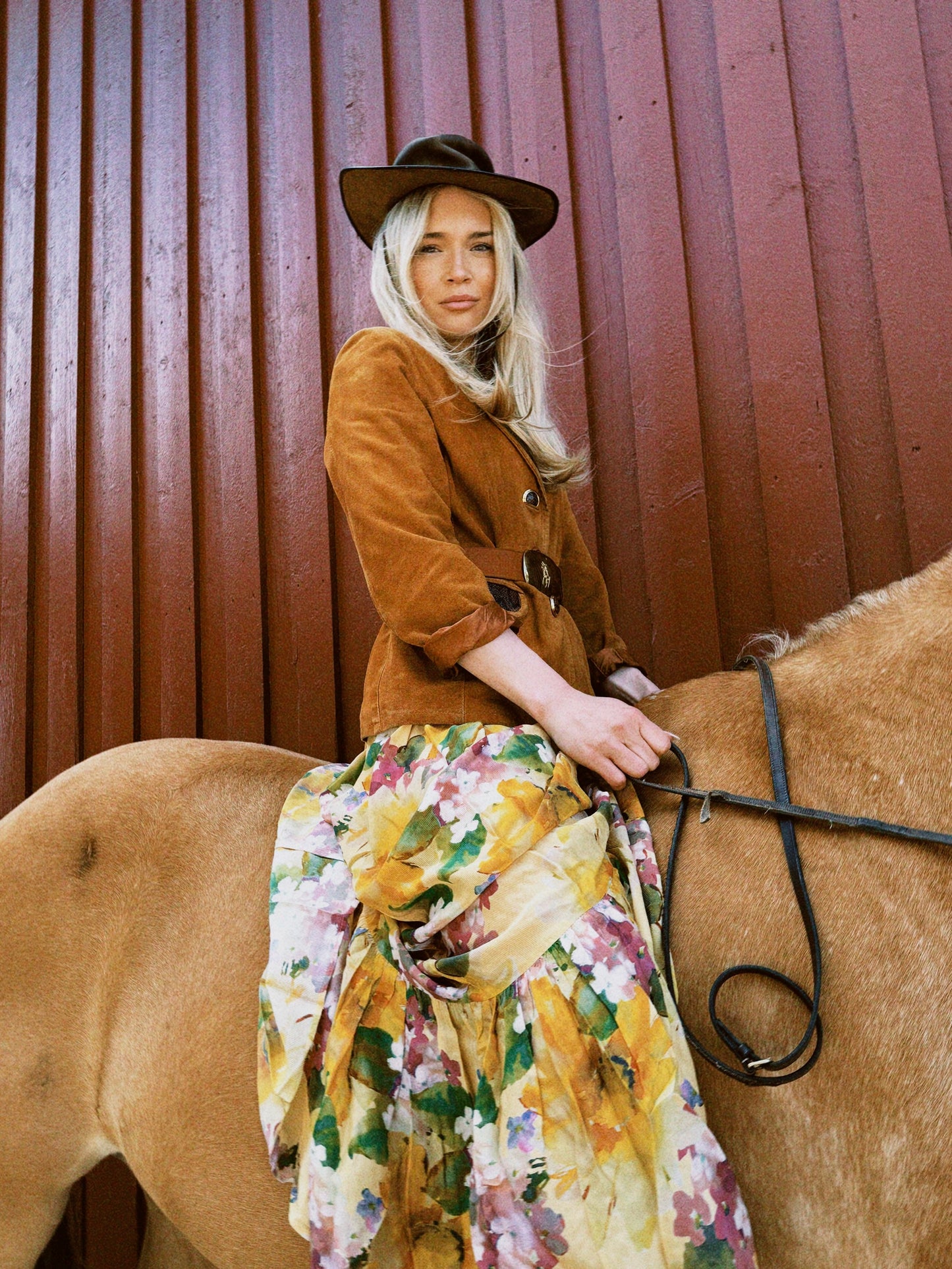Jakke/blazer semsket skinn Cognac