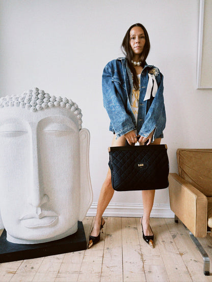 Jakke denim vid silhuett med bling