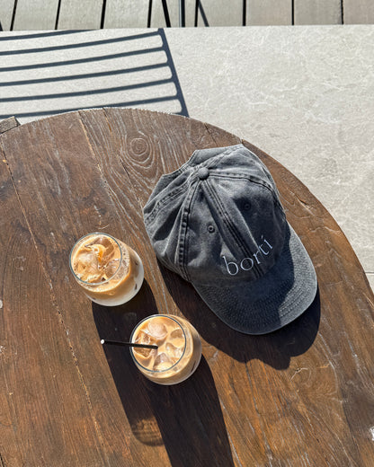 Borti caps "vintage" sort/hvit logo