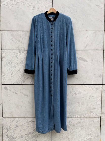Kjole denim med fløyel
