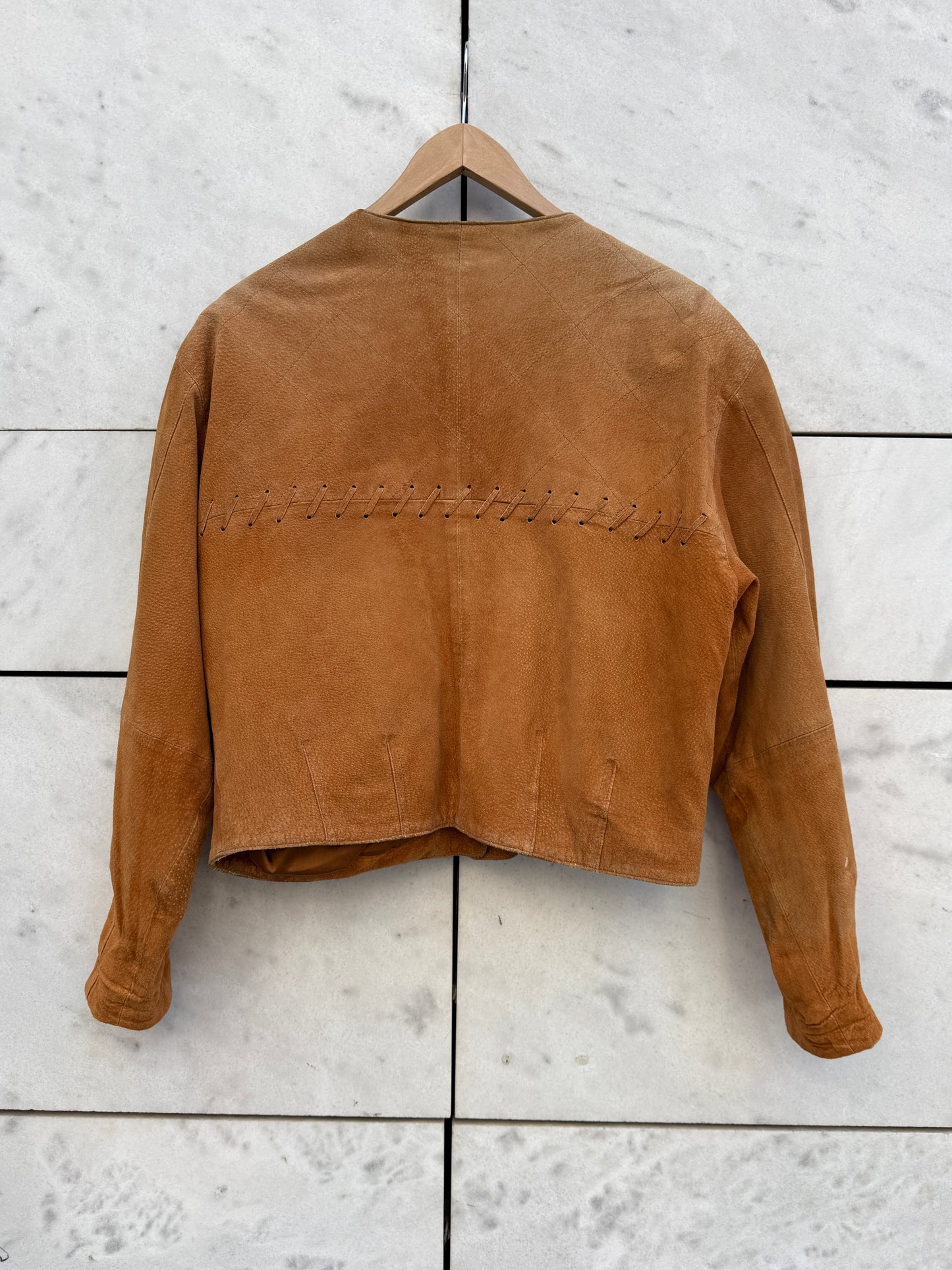 Jakke semsket skinn cognac
