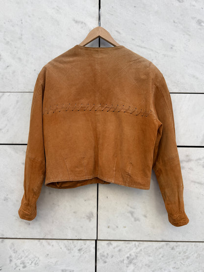 Jakke semsket skinn cognac