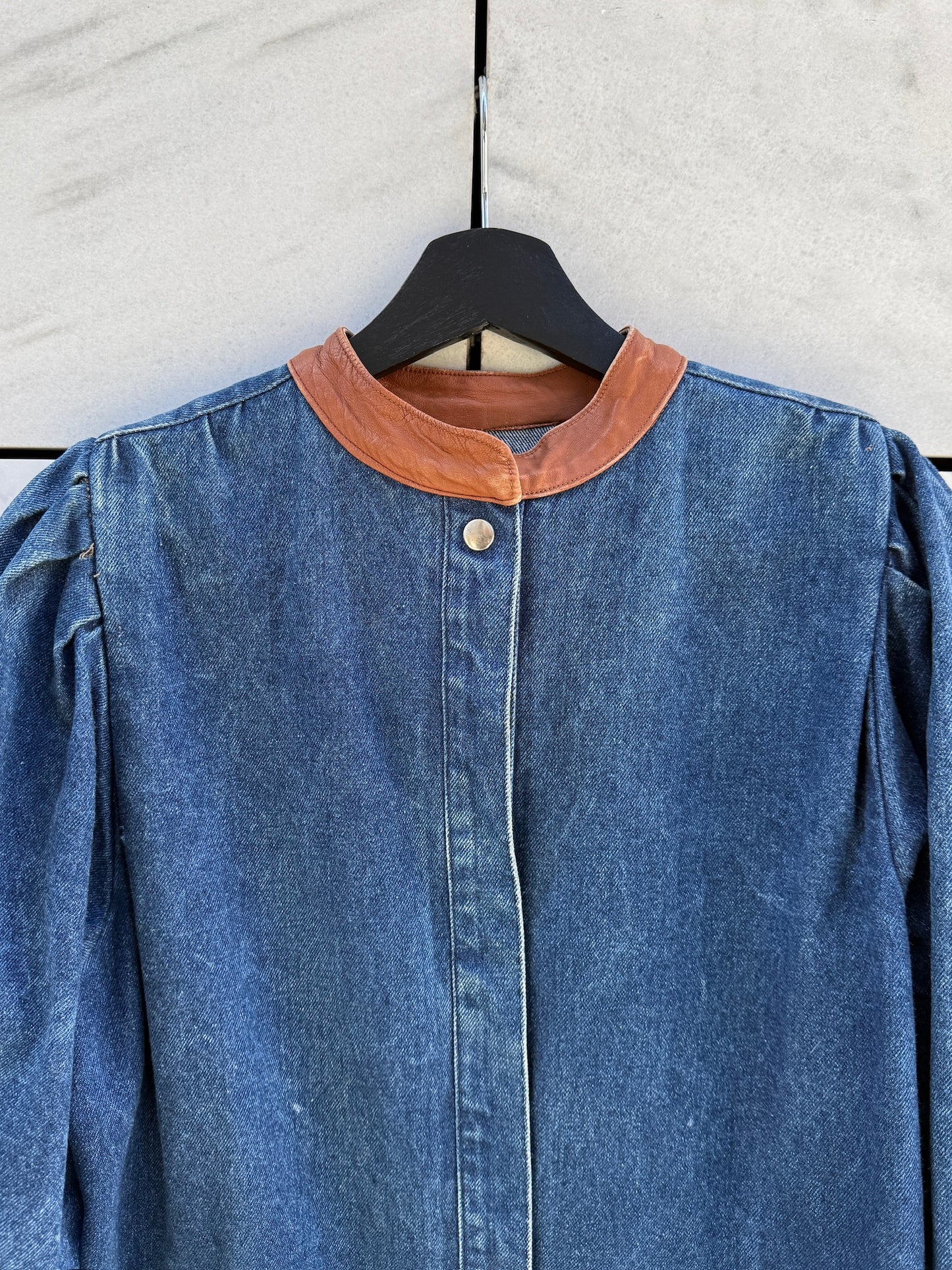 Jakke denim skinnkrage
