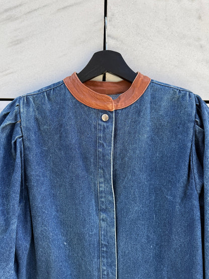 Jakke denim skinnkrage