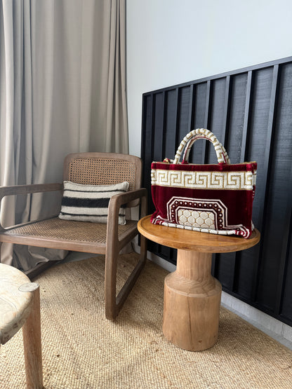 Veske vinrød/gul/lys beige