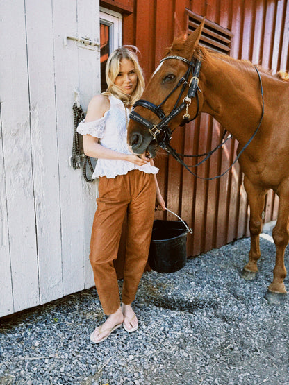 Bukse skinn cognac