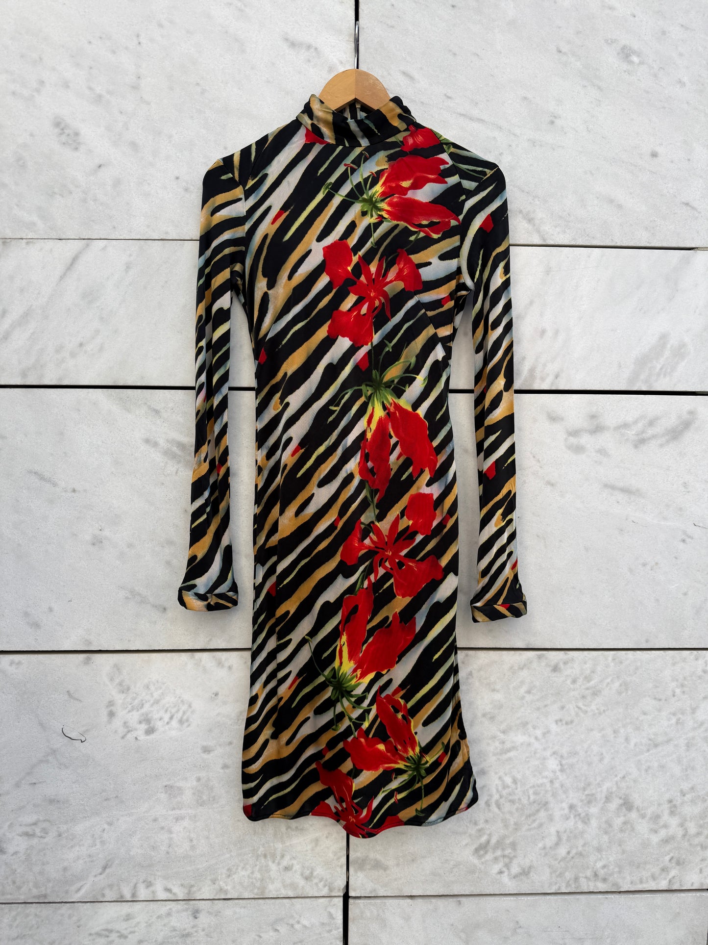 Kjole zebra/blomster Versace jeans couture