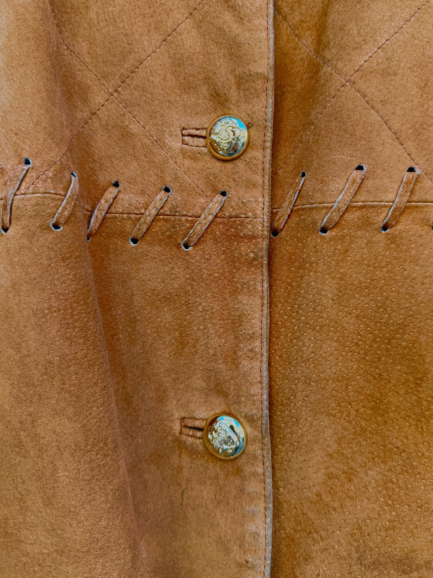 Jakke semsket skinn cognac