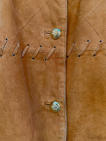 Jakke semsket skinn cognac