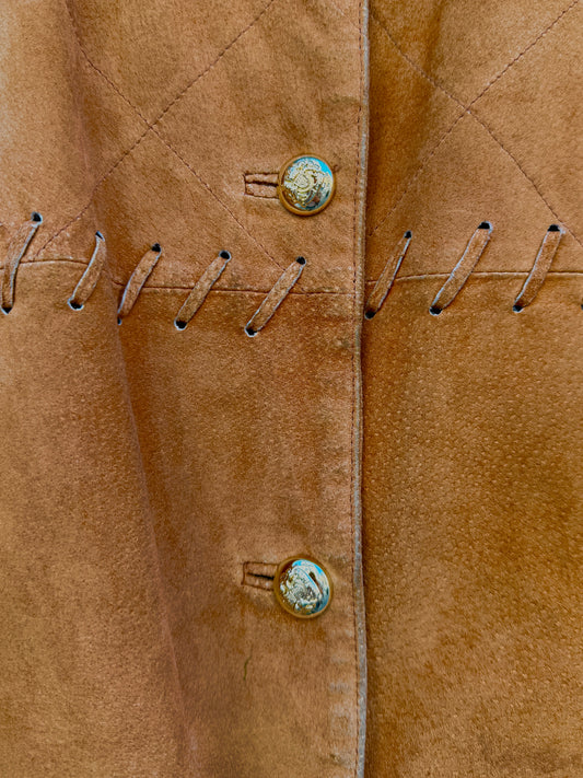 Jakke semsket skinn cognac