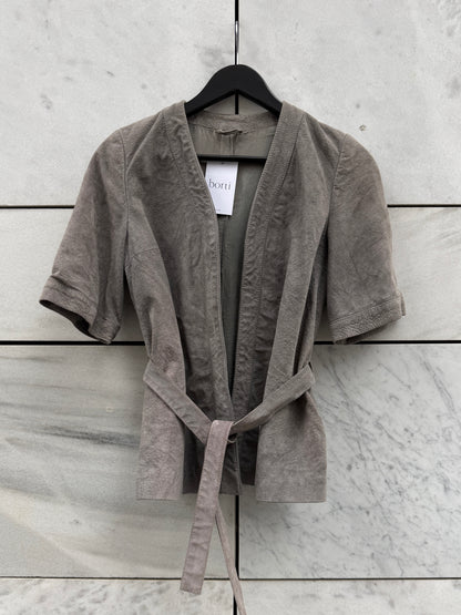 Kimono kort erm grå semsket skinn