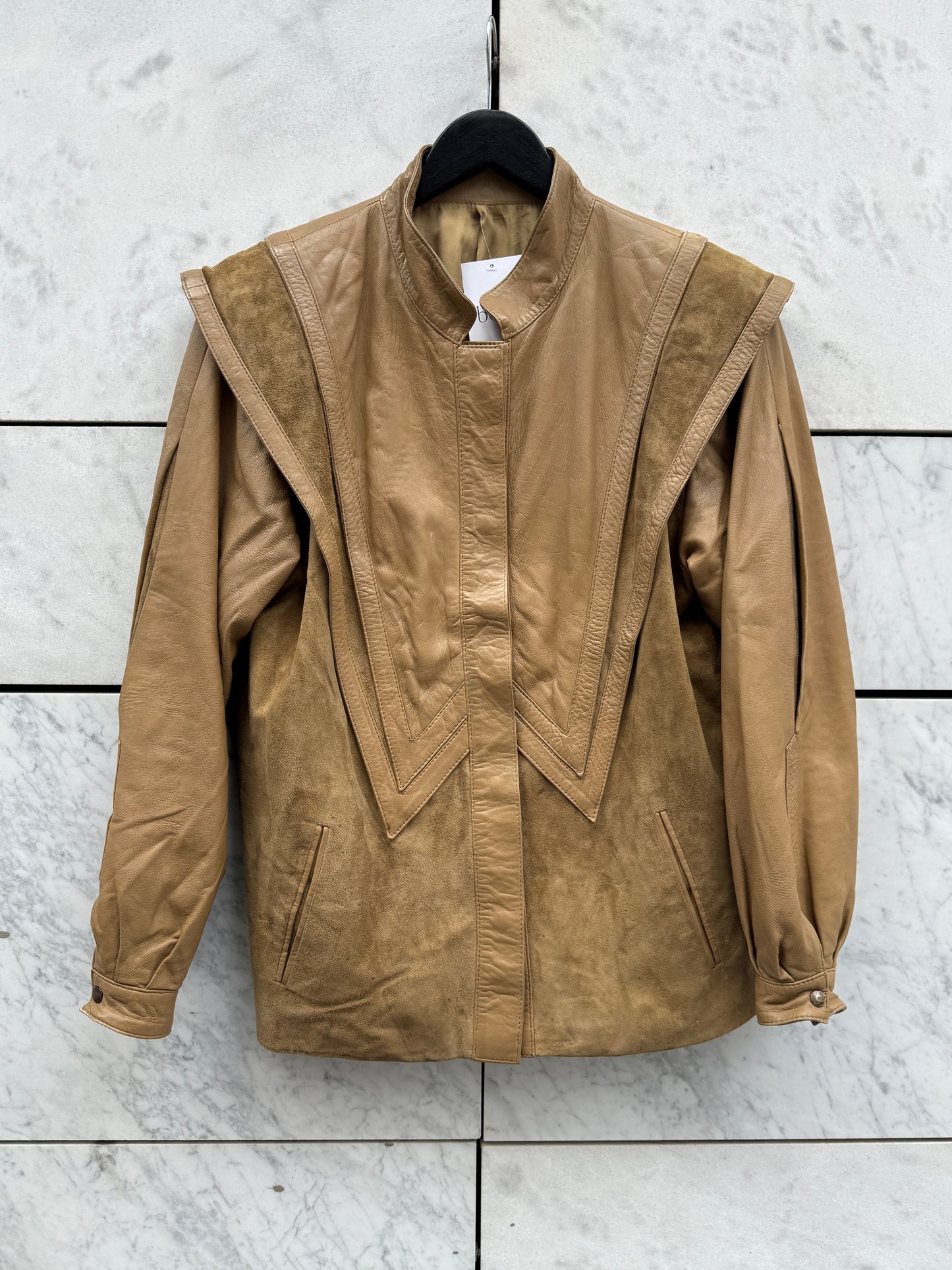 Jakke beige skinn/semsket