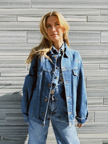 Jakke denim polo motiv