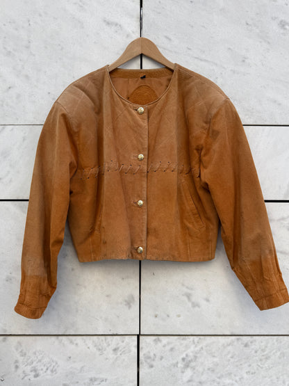 Jakke semsket skinn cognac