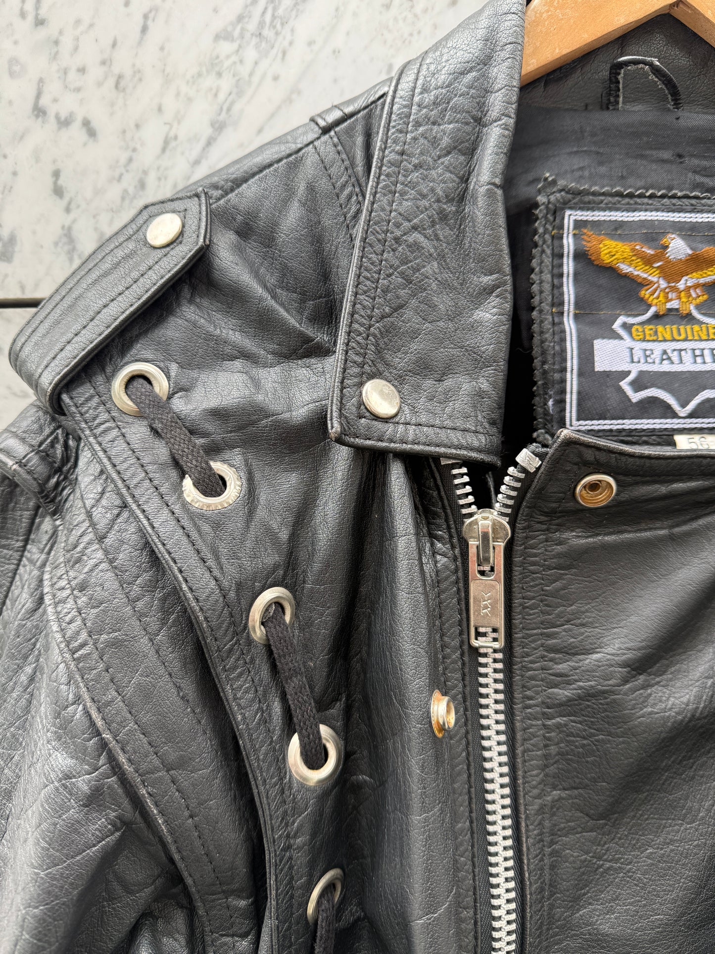 Jakke skinn biker sort