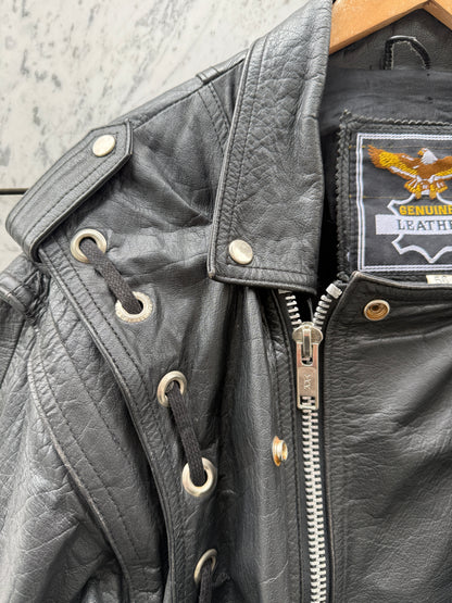 Jakke skinn biker sort