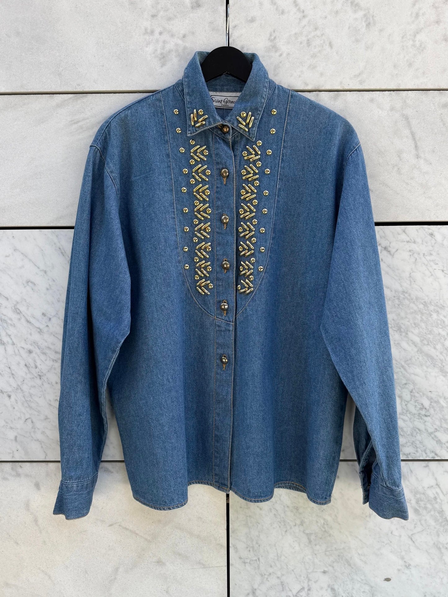 Skjorte denim gull detaljer