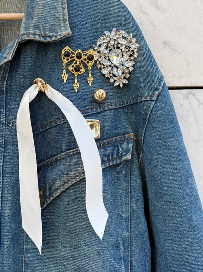 Jakke denim vid silhuett med bling