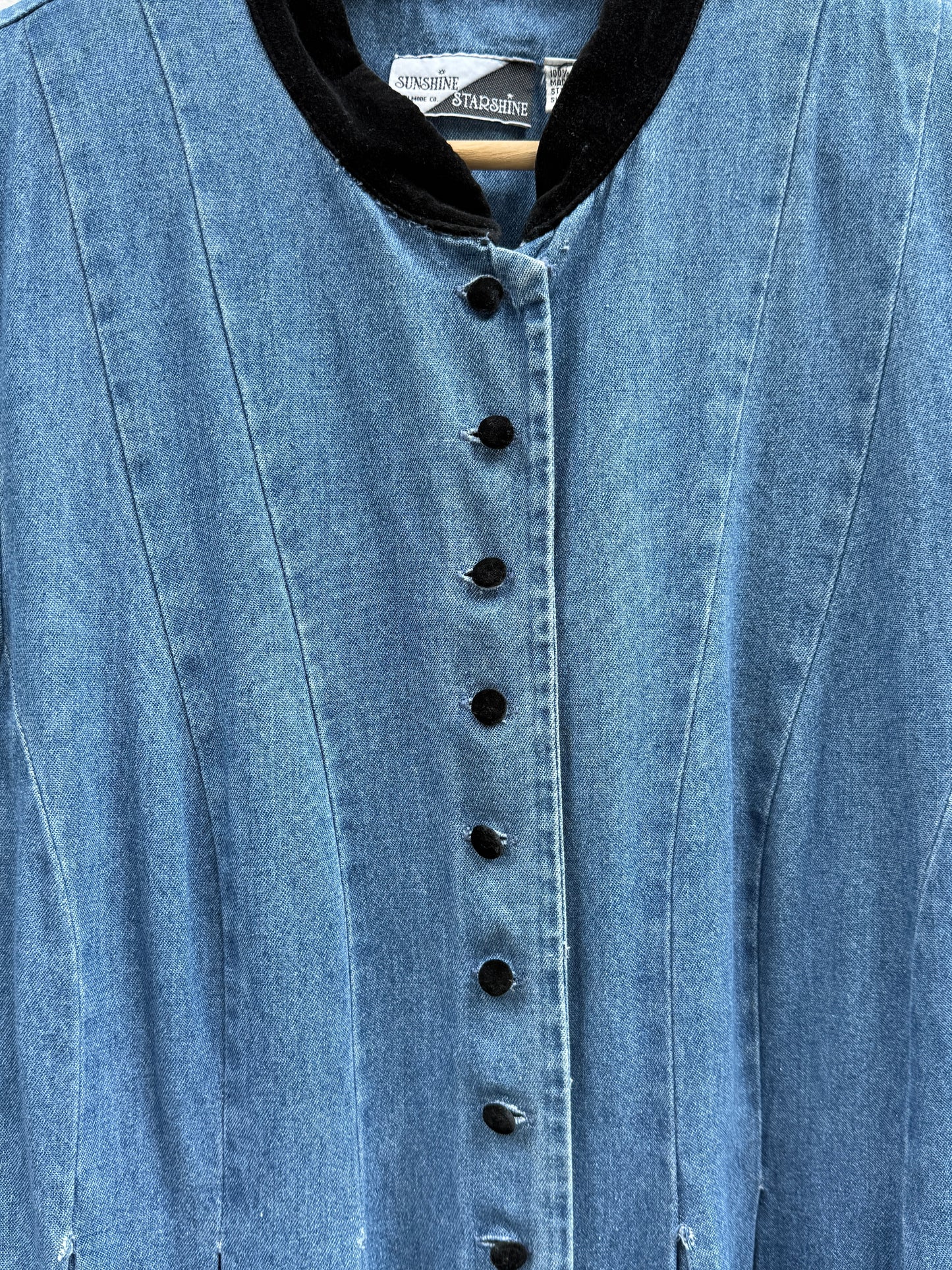 Kjole denim med fløyel