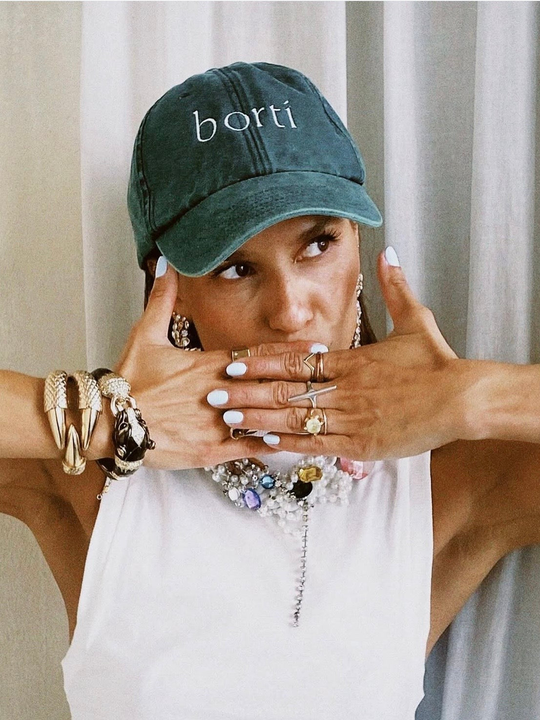 Borti caps "vintage" grønn/hvit logo