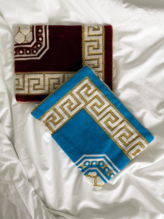 Veske clutch turkis/gul/lys beige