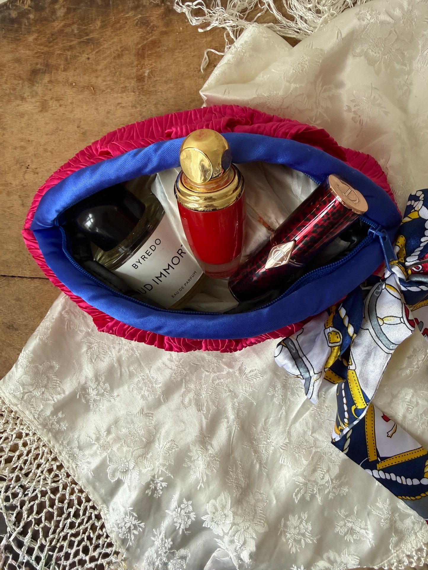 Pouch knall rosa/blå