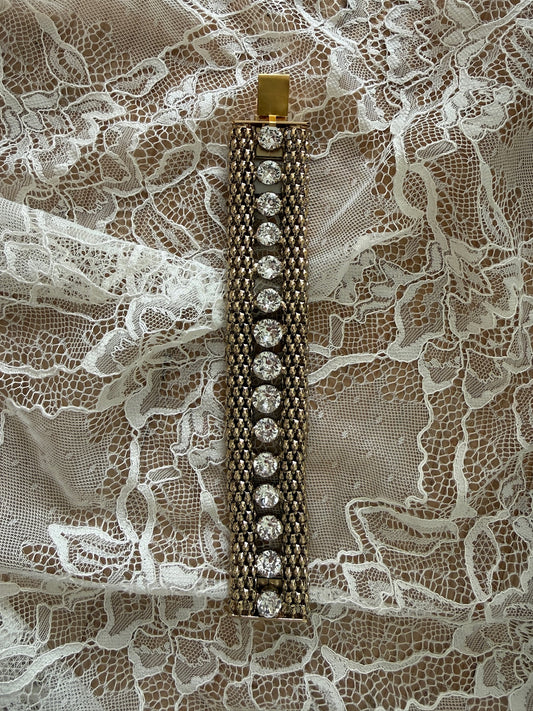 Armbånd gull med blanke stener