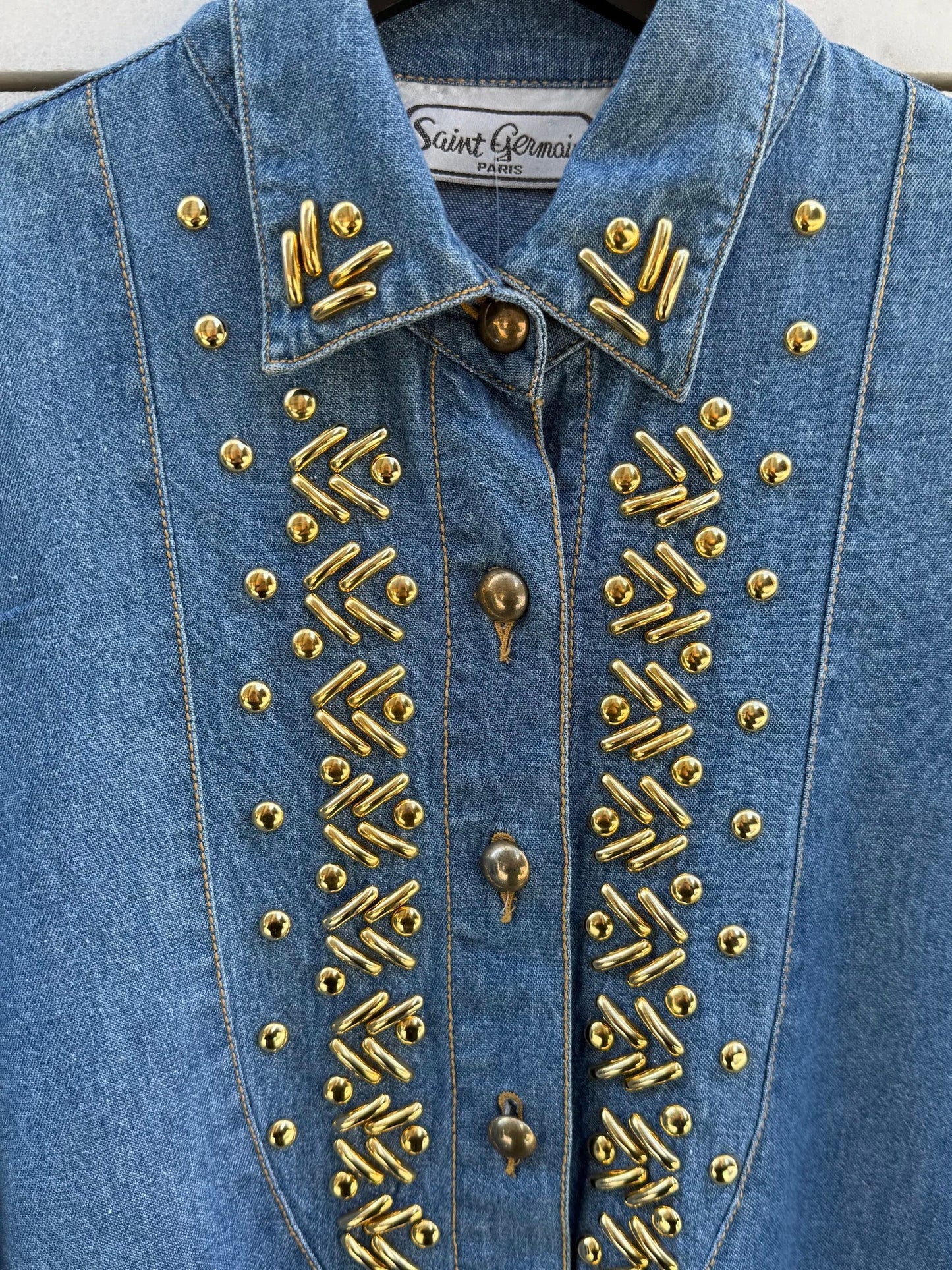 Skjorte denim gull detaljer