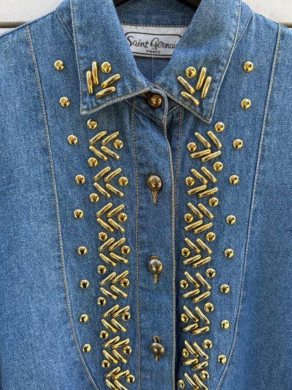 Skjorte denim gull detaljer