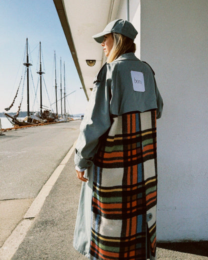 Trenchcoat blå-grønn Borti Re-design