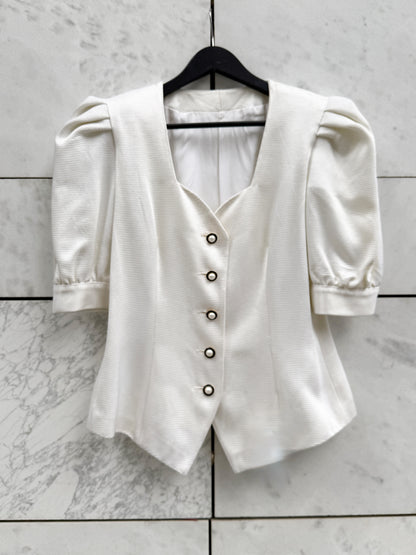 Bluse hvit 80 ties
