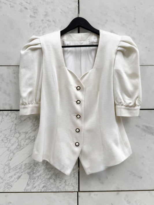 Bluse hvit 80 ties