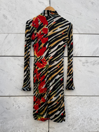 Kjole zebra/blomster Versace jeans couture