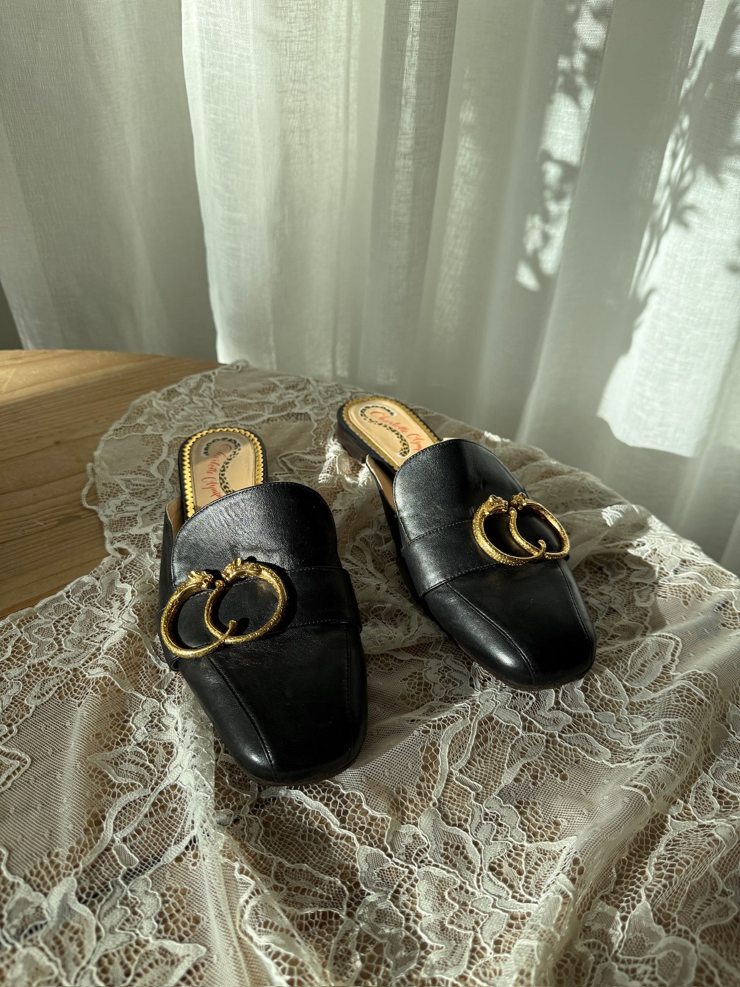 Charlotte Olympia Buckle Detail Mules