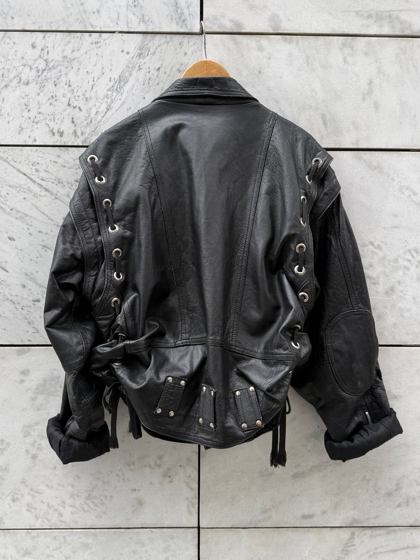 Jakke skinn biker sort