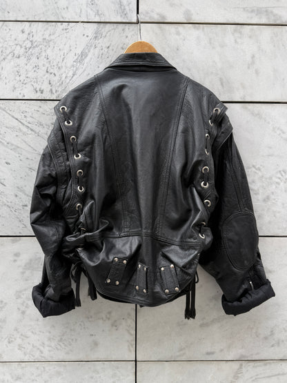 Jakke skinn biker sort