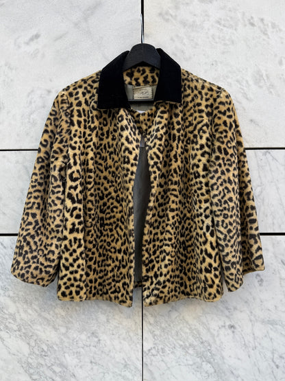 Jakke faux fur leopard