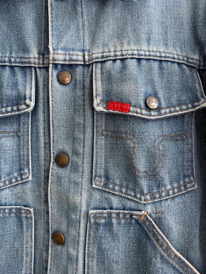 Jakke denim med rød patch