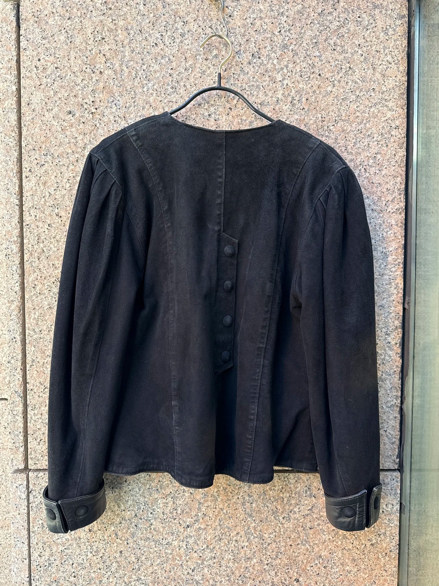 Jakke skinn/semsket sort