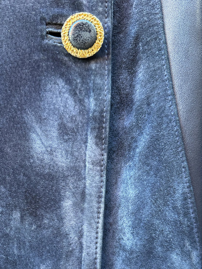 Jakke skinn/semsket blå