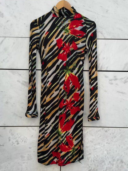 Kjole zebra/blomster Versace jeans couture